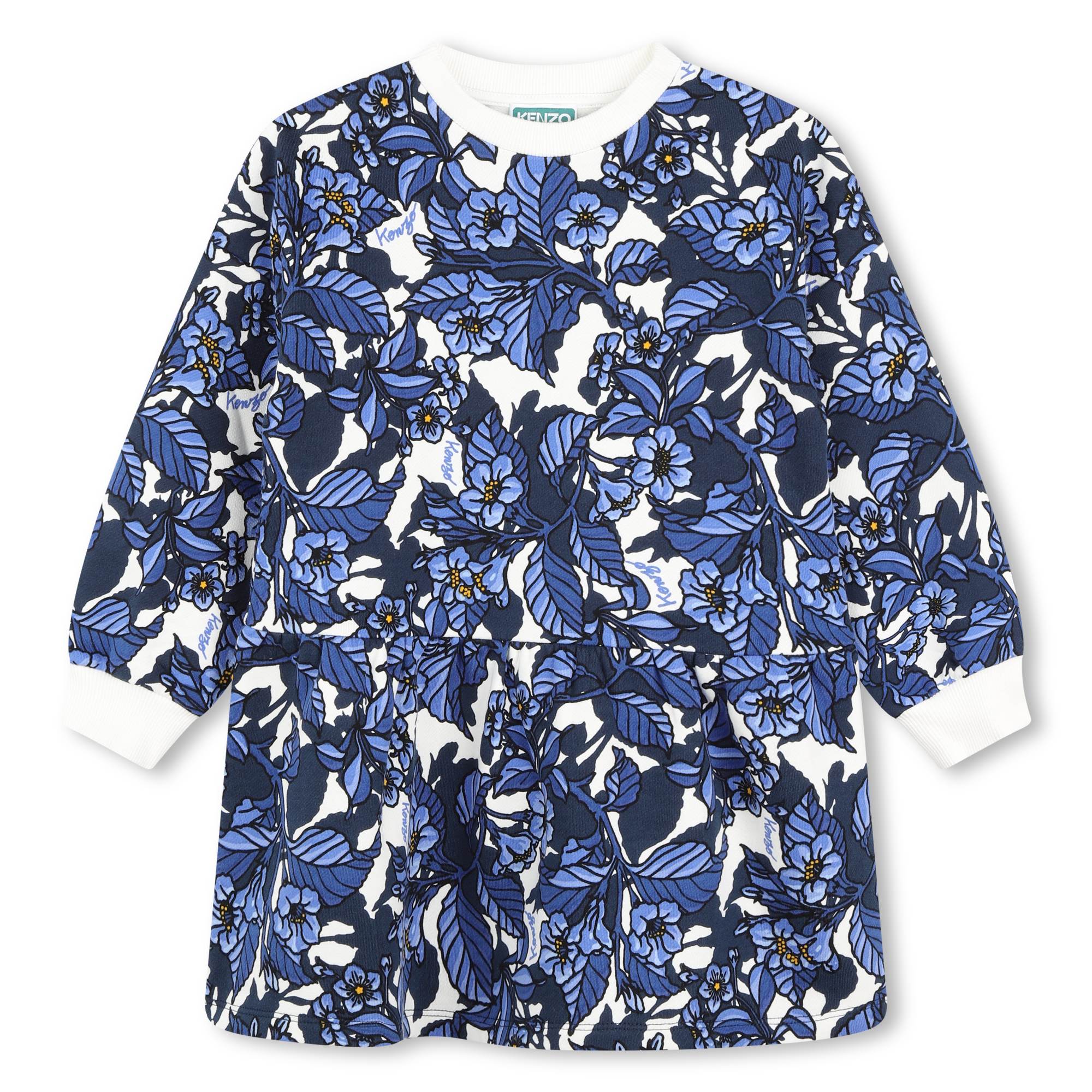 Kenzo Dark Blue Floral Print Sweatshirt Dress Ladida