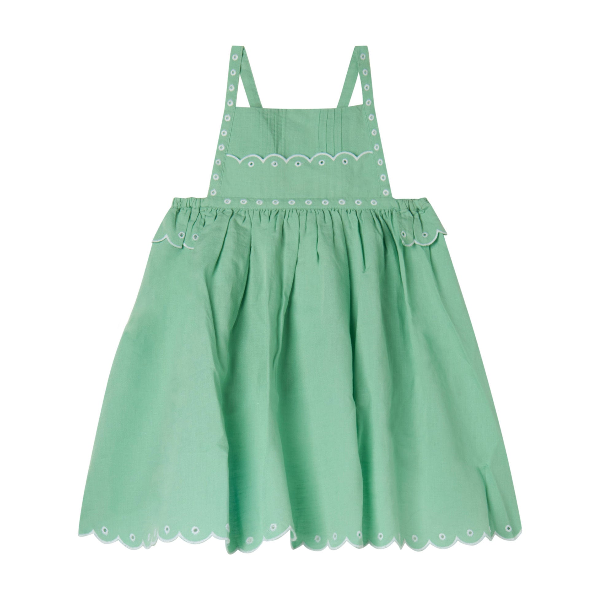 Stella Mccartney Green Linen Strappy Embroidered Dress – Ladida