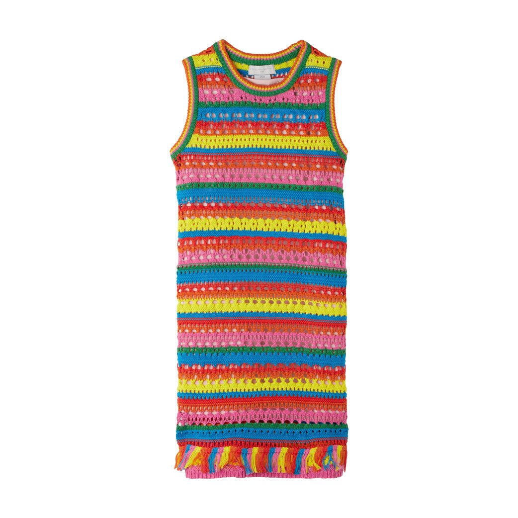 Stella McCartney Red Rainbow Striped Crochet Knit Dress – Ladida