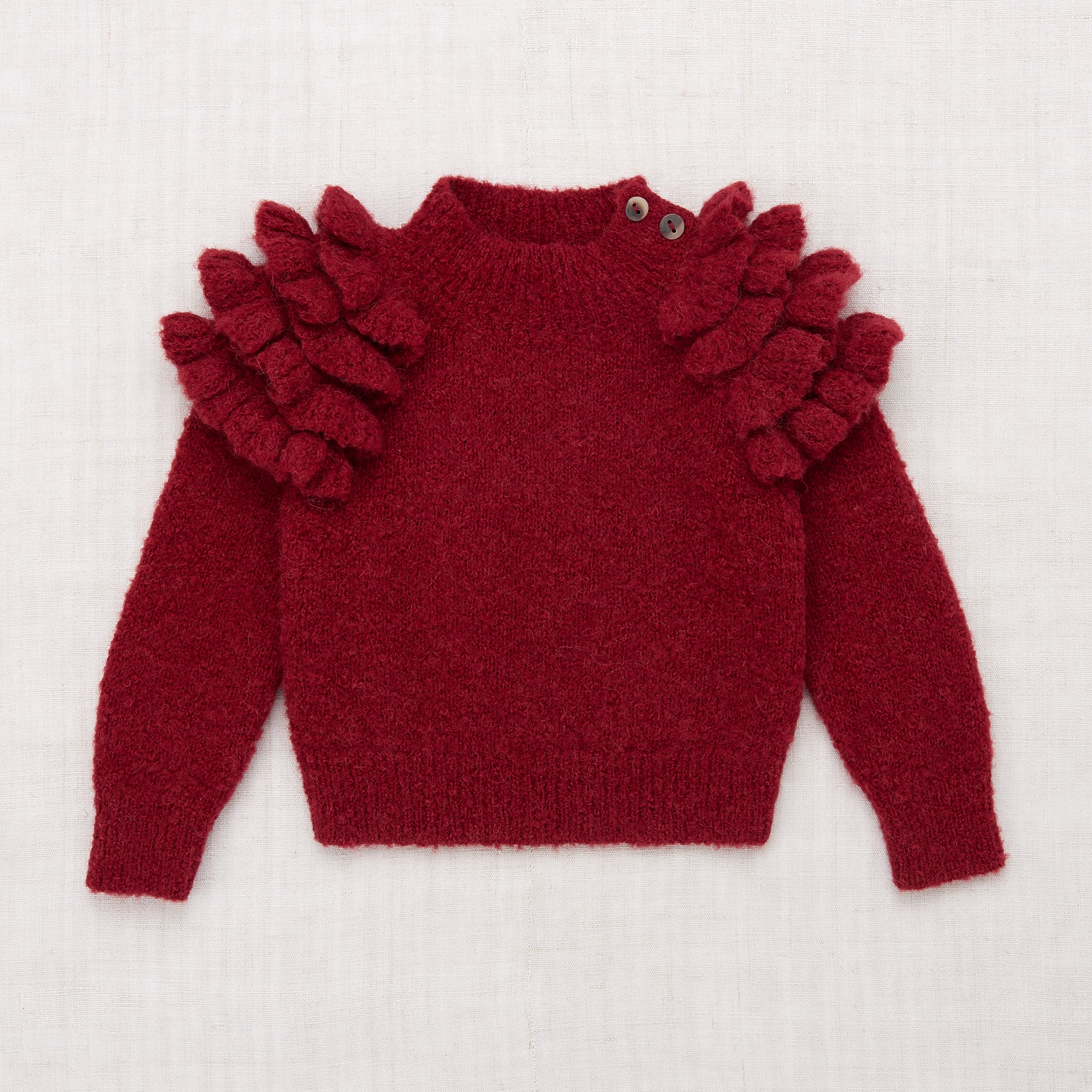 Misha and Puff Boucle Ruffle Sweater - Cranberry