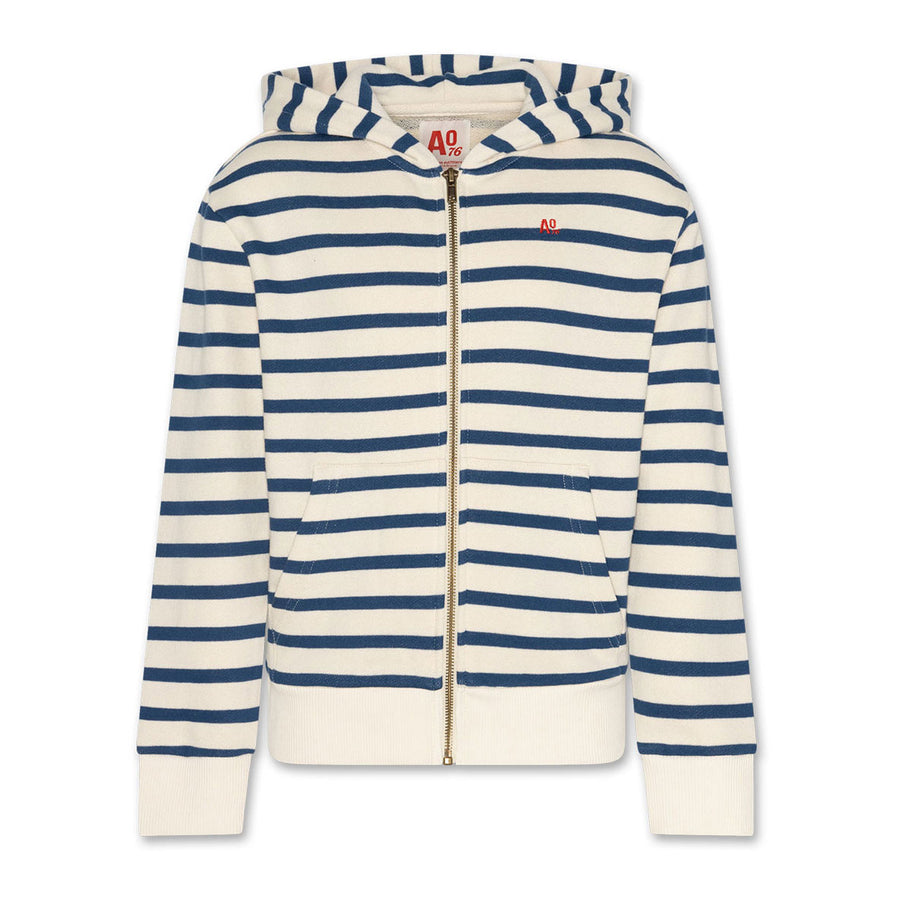 AO76 Estate Blue Striped Norman Zip-Up Hoodie