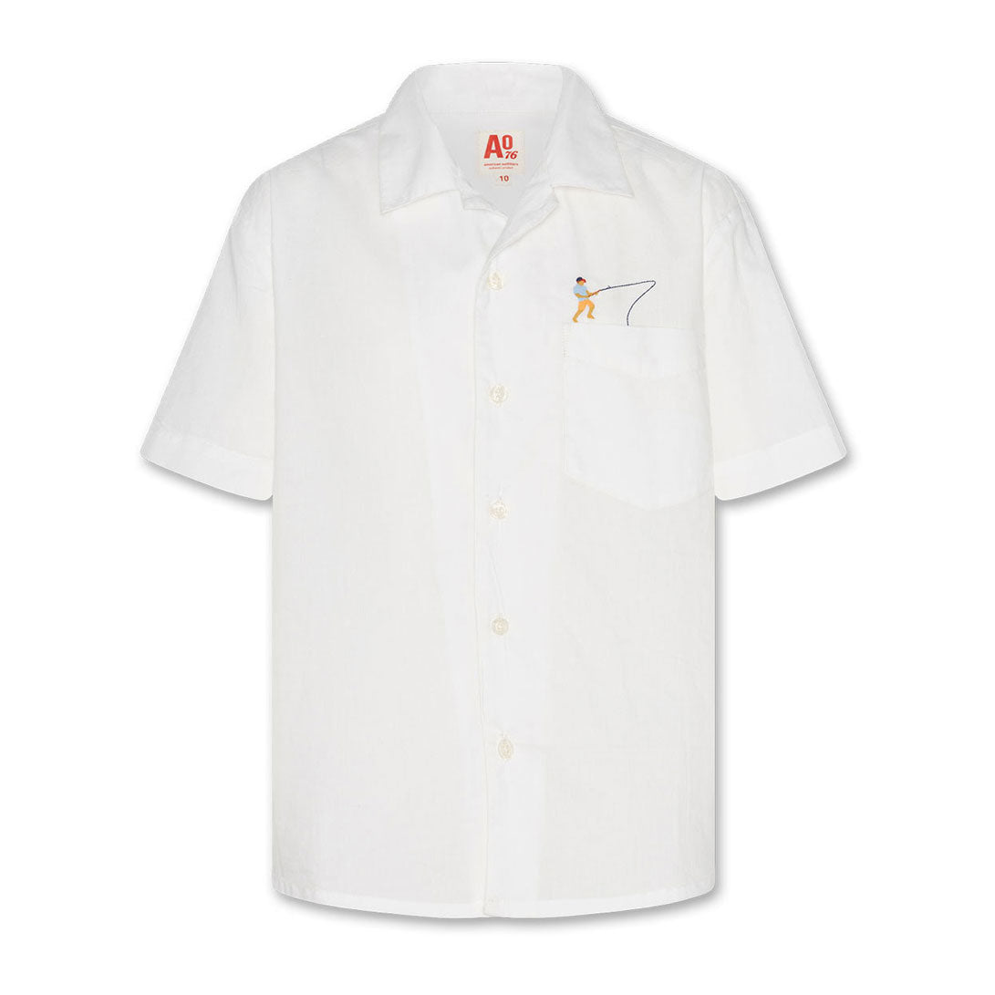 AO76 White Fisherman Hawaii Shirt