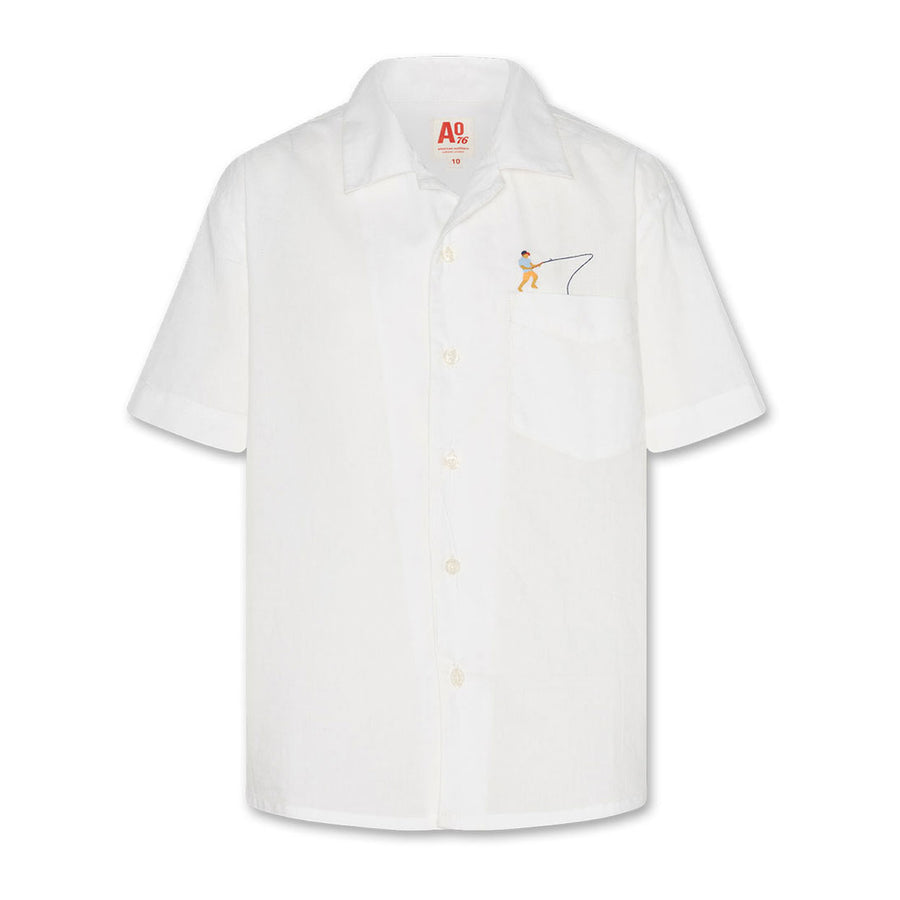 AO76 White Fisherman Hawaii Shirt