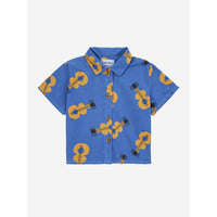 Bobo Choses Navy Blue Baby Acoustic Guitar All Over Woven Shirt