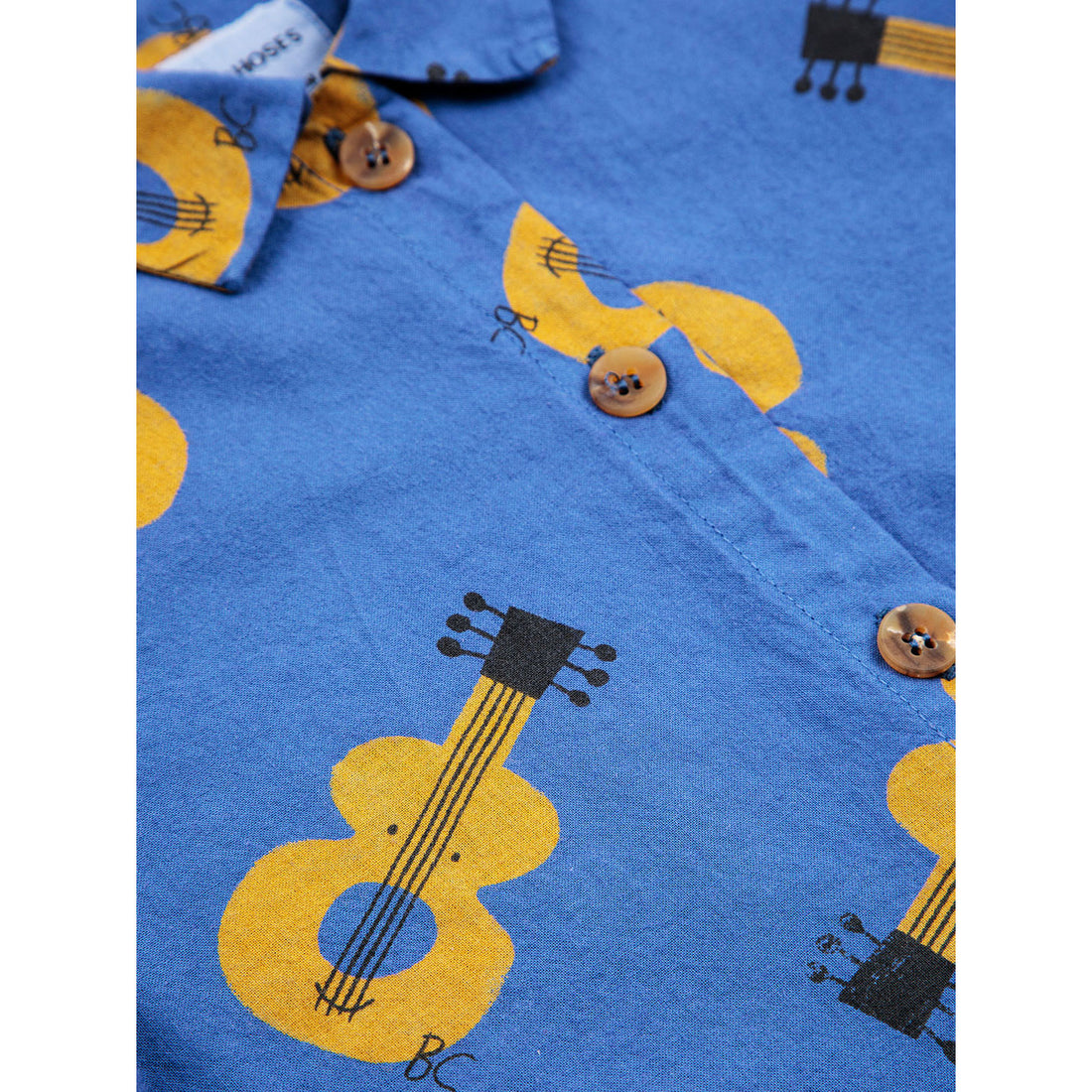 Bobo Choses Navy Blue Baby Acoustic Guitar All Over Woven Shirt