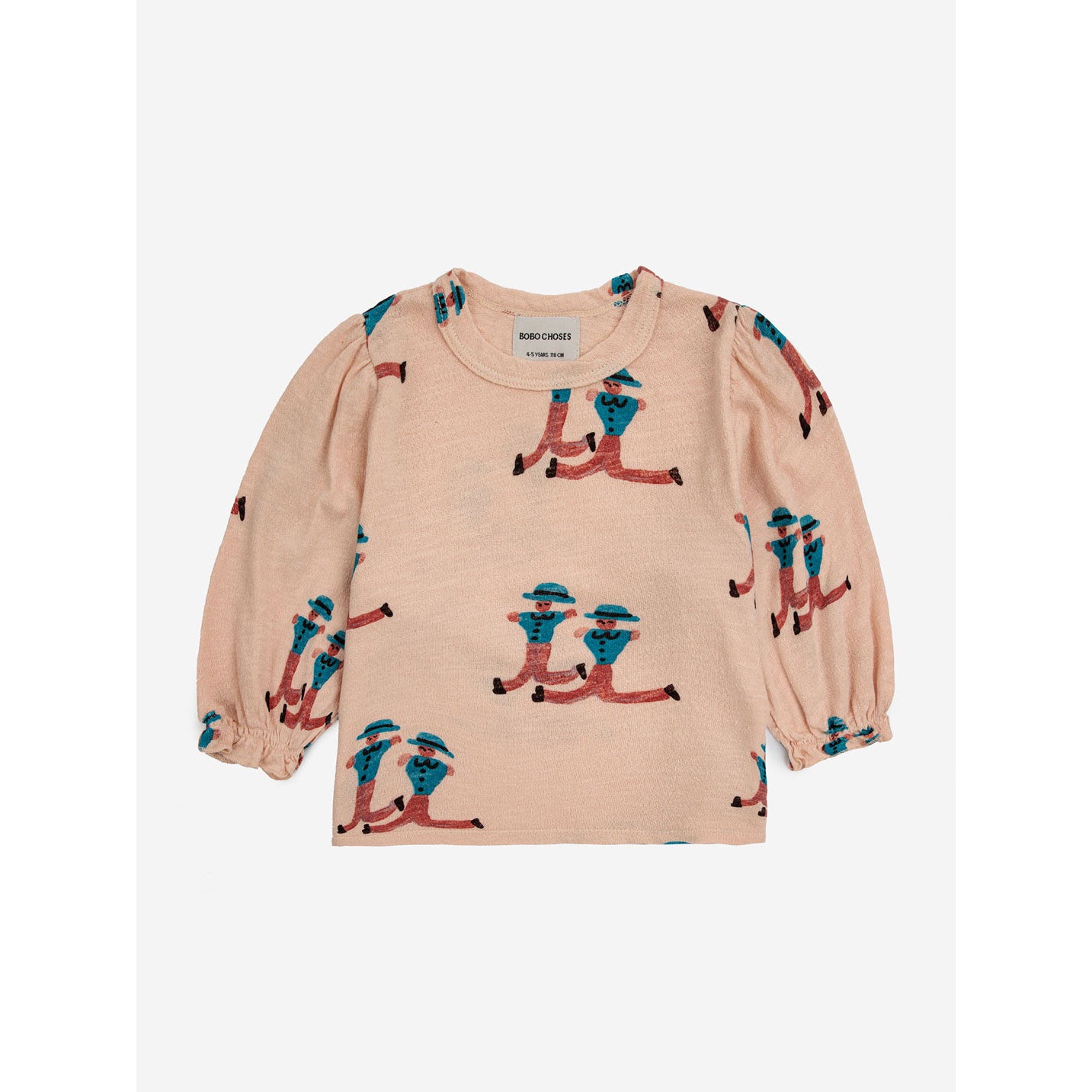 Bobo Choses Light Pink Dancing Giants All Over Puffed Sleeves T-Shirt