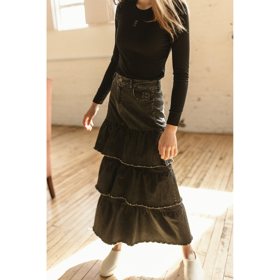 Elements Black Denim Layered Skirt