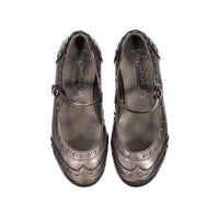 Papanatas Pewter Metallic Wingtip Mary Janes