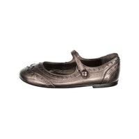 Papanatas Pewter Metallic Wingtip Mary Janes