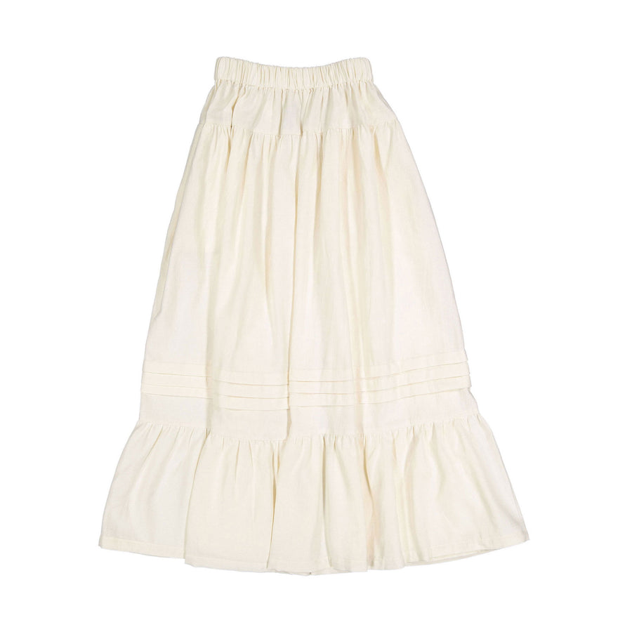 Belle Chiara Beige Cotton Long Ruffle Skirt