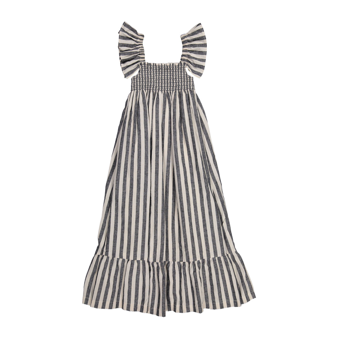 Nueces Black Stripe Serenity Smocked Dress