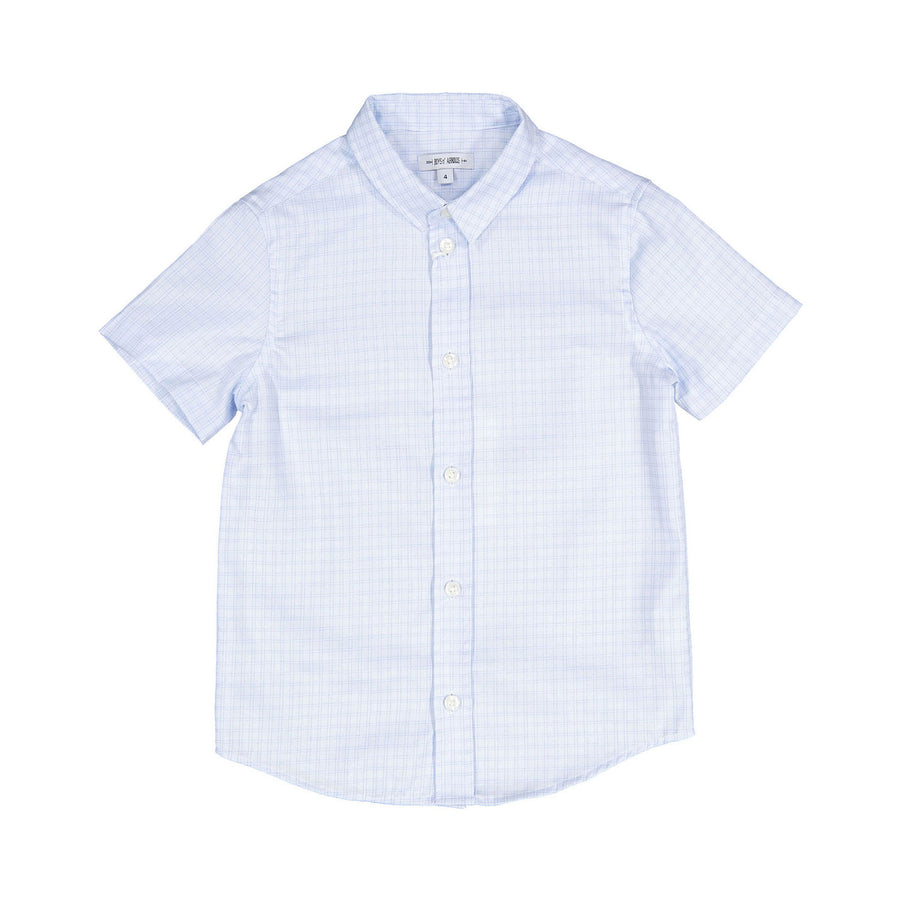 Boys and Arrows Light Blue Grid Short Sleeve Shirt