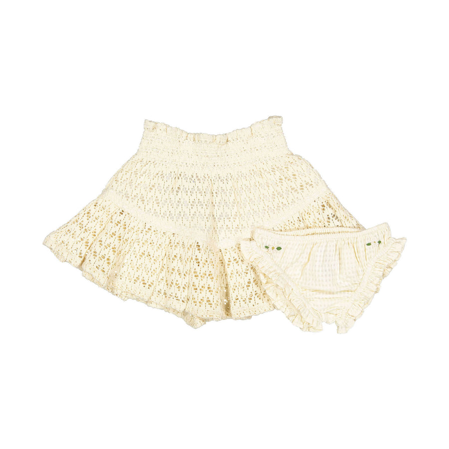 Bonjour Natural Lace Check Pleated Skirt and Panty Set