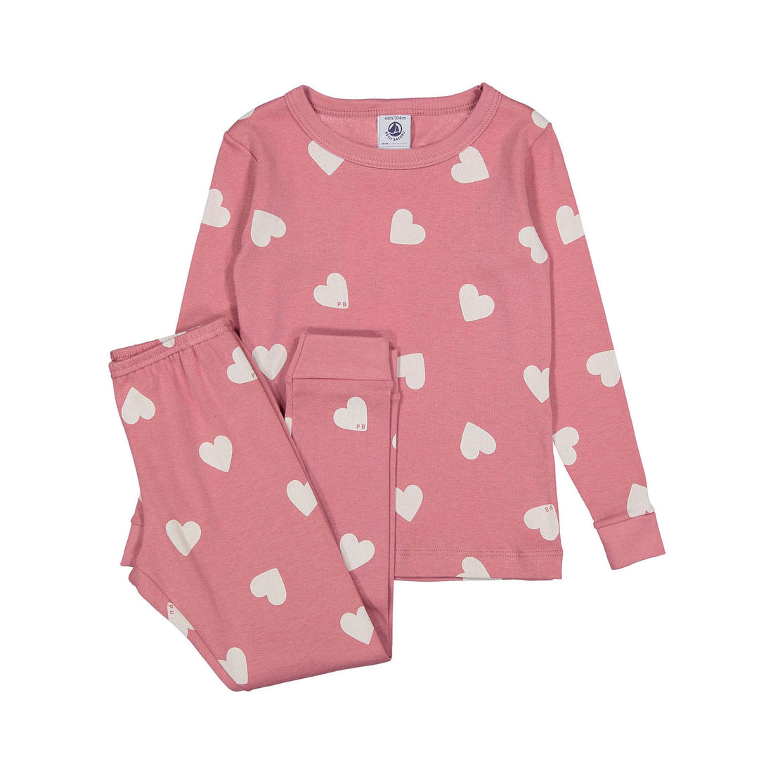 Petit Bateau Rasberry  Heart Print Pajamas