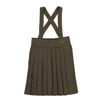 L by Ladida Olive Marl Knit Straps Pleated Skirt