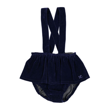  Navy Velvet Ruffle Romper