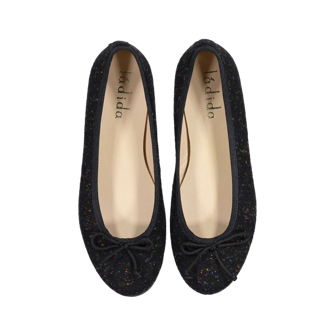 Ladida Black Speckeled Wool Ballet Flats