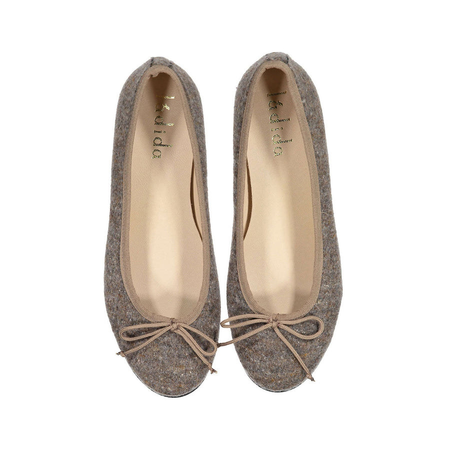 Ladida Brown Wool Speckled Ballet Flats