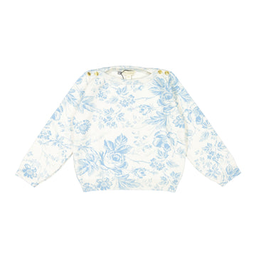  Blue Tapestry Flowers Sweater