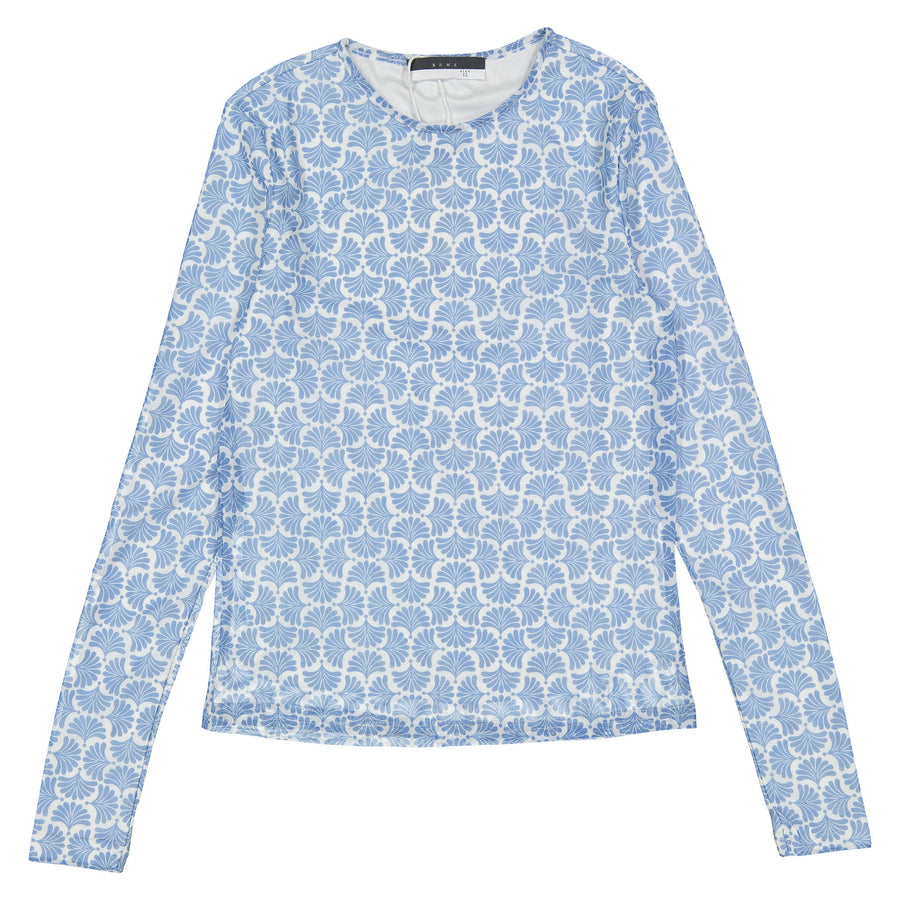 ROWE Blue Printed Mesh Top