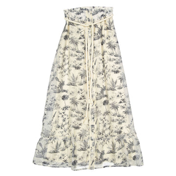  Cream Toile Button Down Skirt