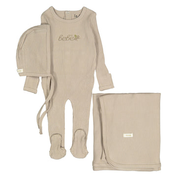  Taupe Bebe Footie+ Bonnet+ Blanket