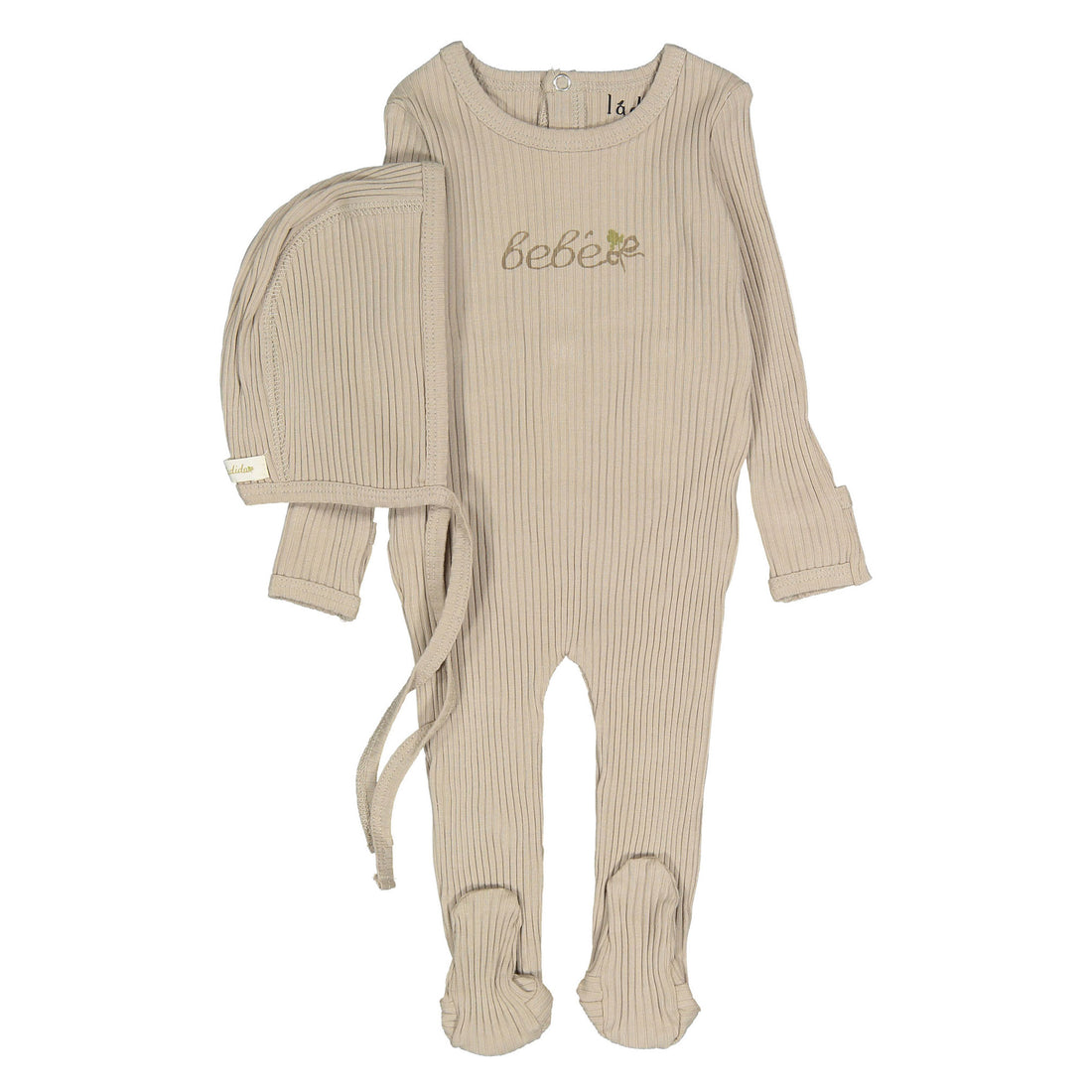 Ladida Layette Taupe Bebe Footie+ Bonnet