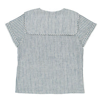 Kidiwi Teal Stripes Linen Ambroise Sailor Shirt