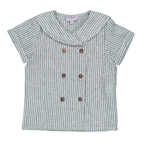 Kidiwi Teal Stripes Linen Ambroise Sailor Shirt