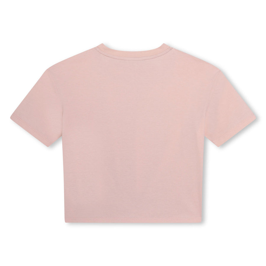 DKNY Pink Twisted Cropped Tee