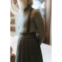 L by Ladida Olive Marl Knit Straps Pleated Skirt