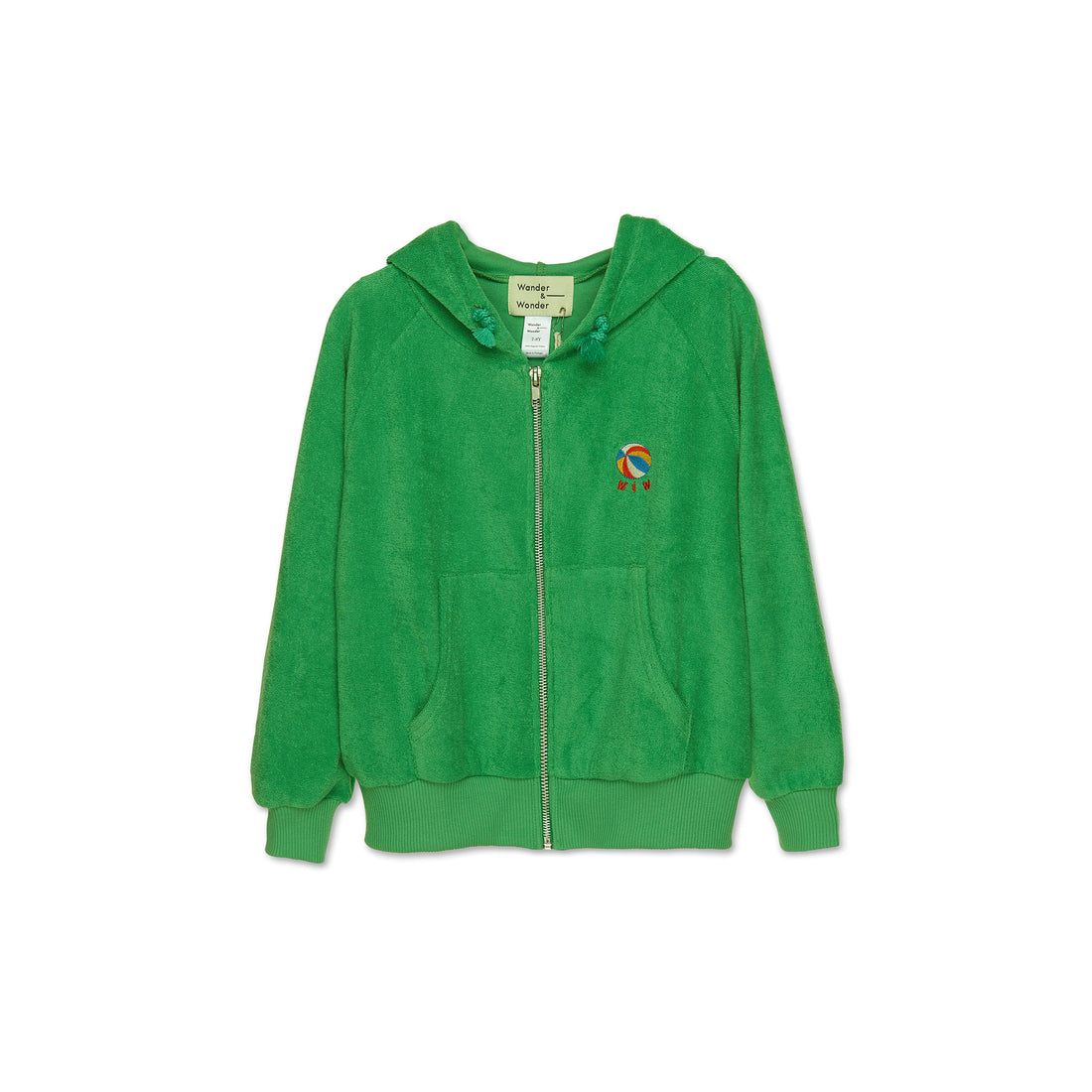 Wander and Wonder  Lime Terry Zip Up Hoodie