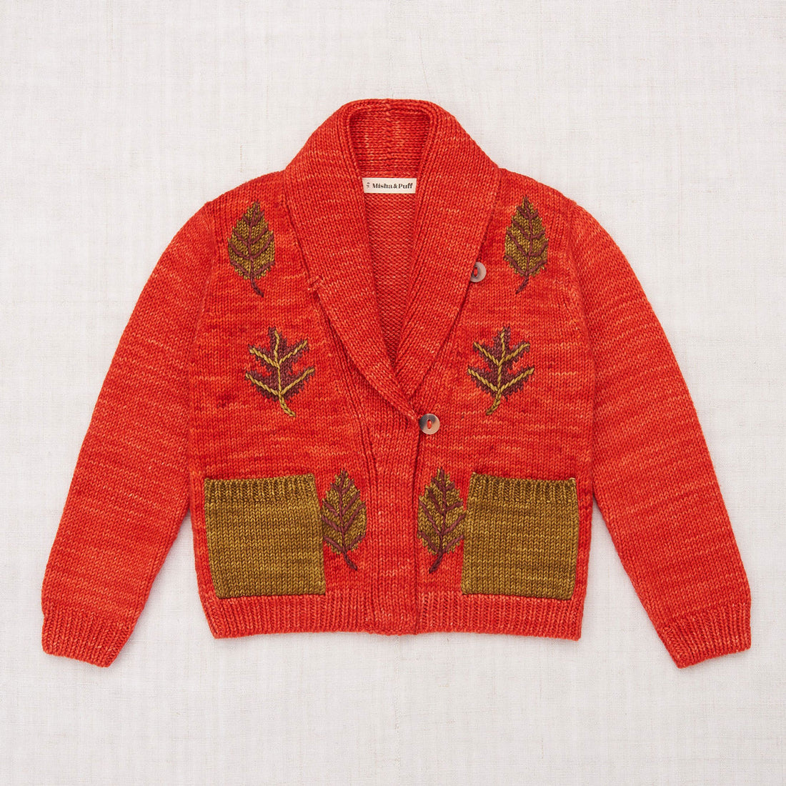 Misha and Puff Falling Leaves Cardigan - Red Flame