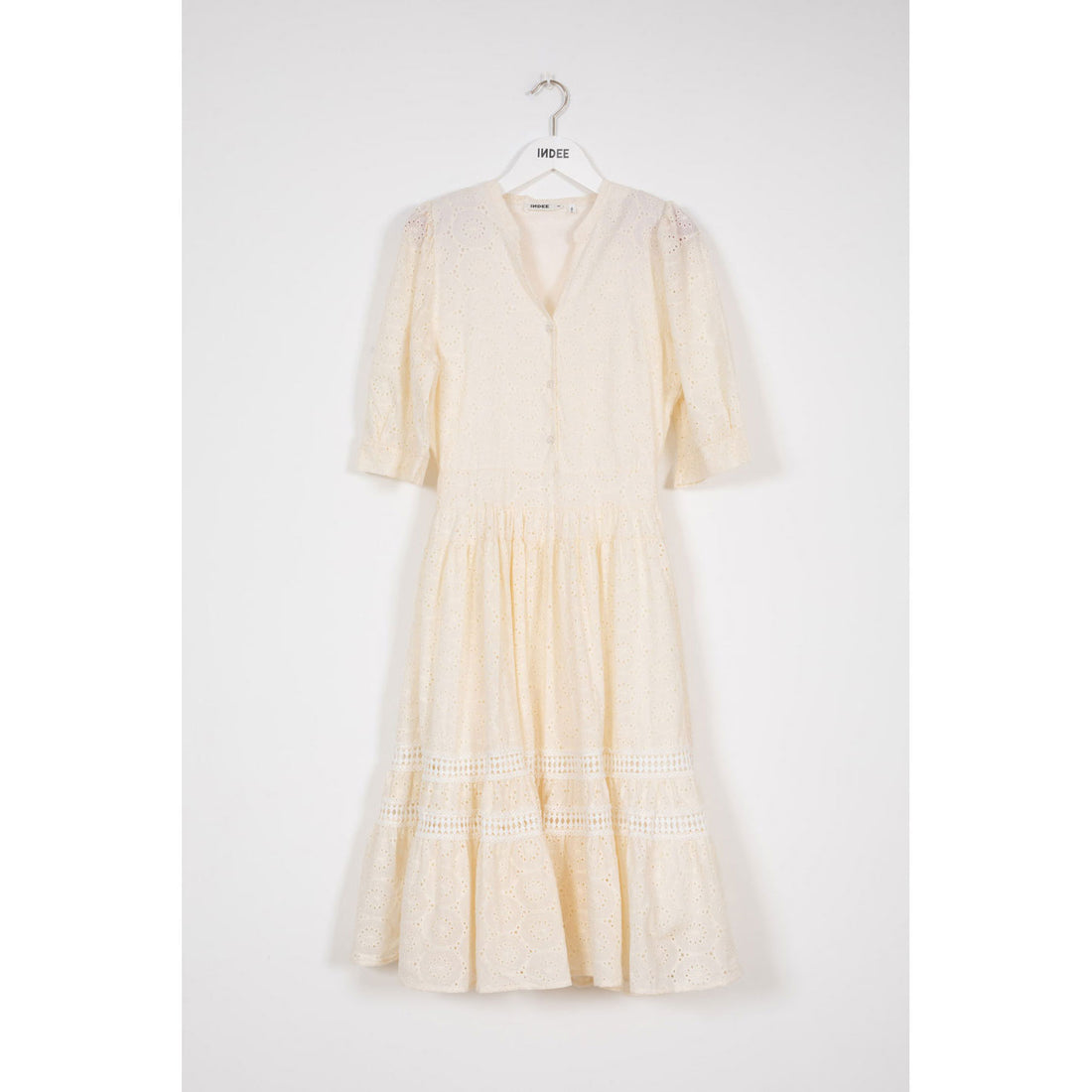 Indee Off White Midi Lace Prime Dress