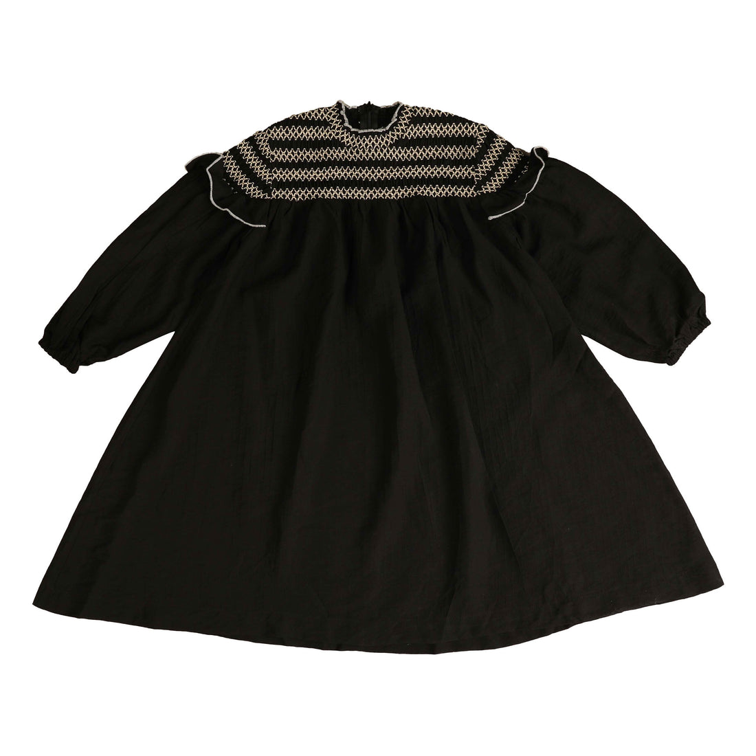 Noma Black Smocked Yolk Dress