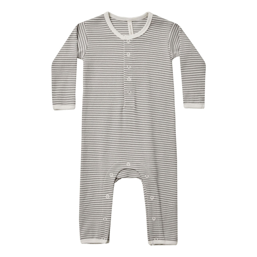 Quincy Mae Lagoon Micro Stripe Ribbed Baby Jumpsuit