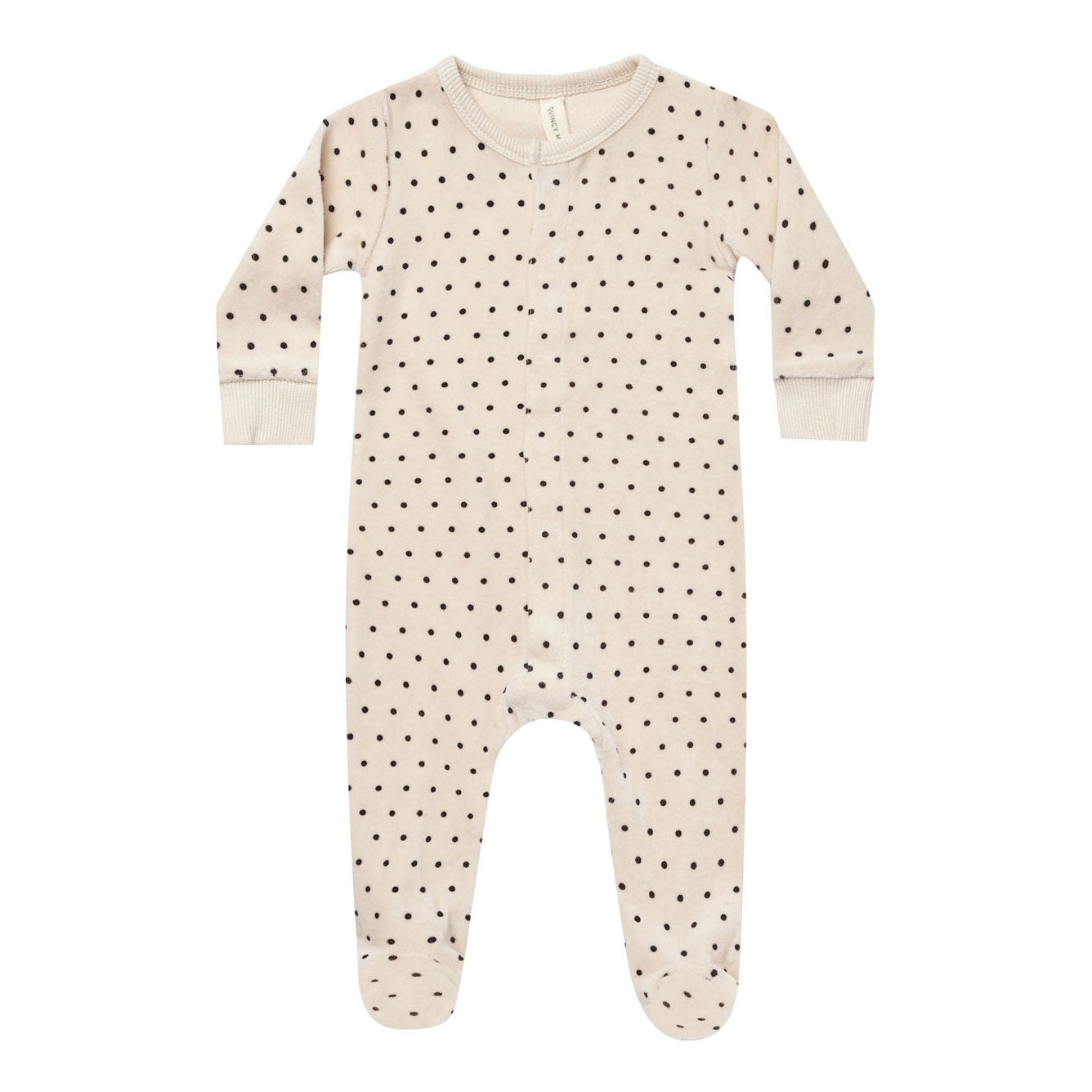 Quincy Mae Polka Dot Velour Hidden Snap Footie – Ladida