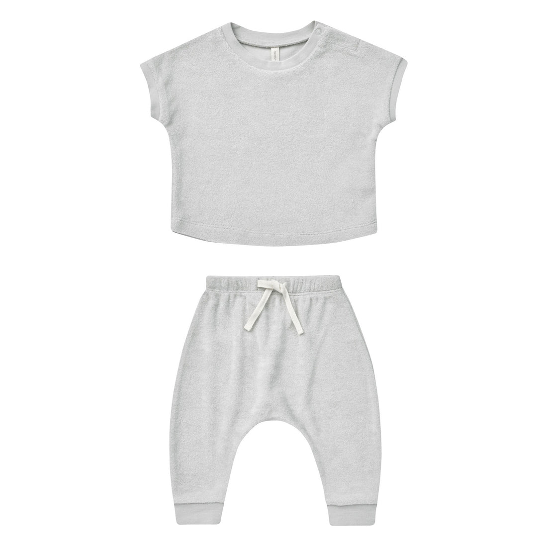 quincy mae, pointelle wrap top + footed pant in cloud