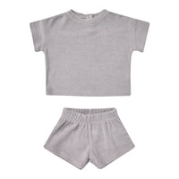 Quincy Mae Periwinkle Terry Tee + Shorts Set