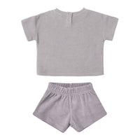 Quincy Mae Periwinkle Terry Tee + Shorts Set