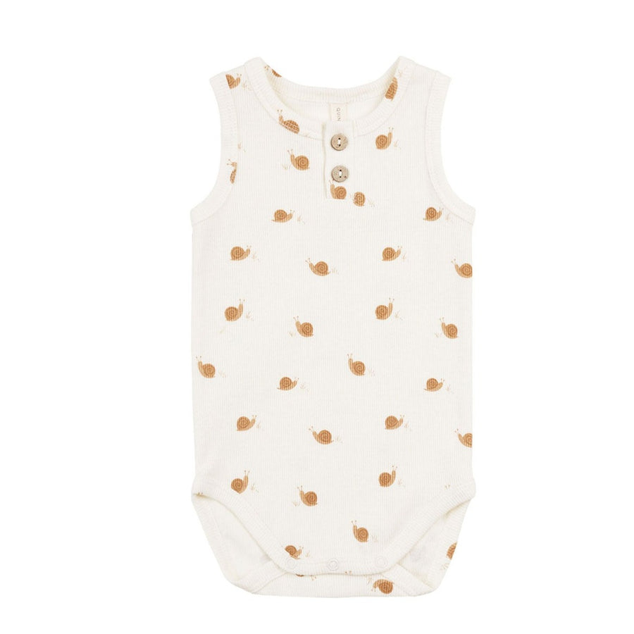 Quincy Mae Snails Sleeveless Henley Bodysuit