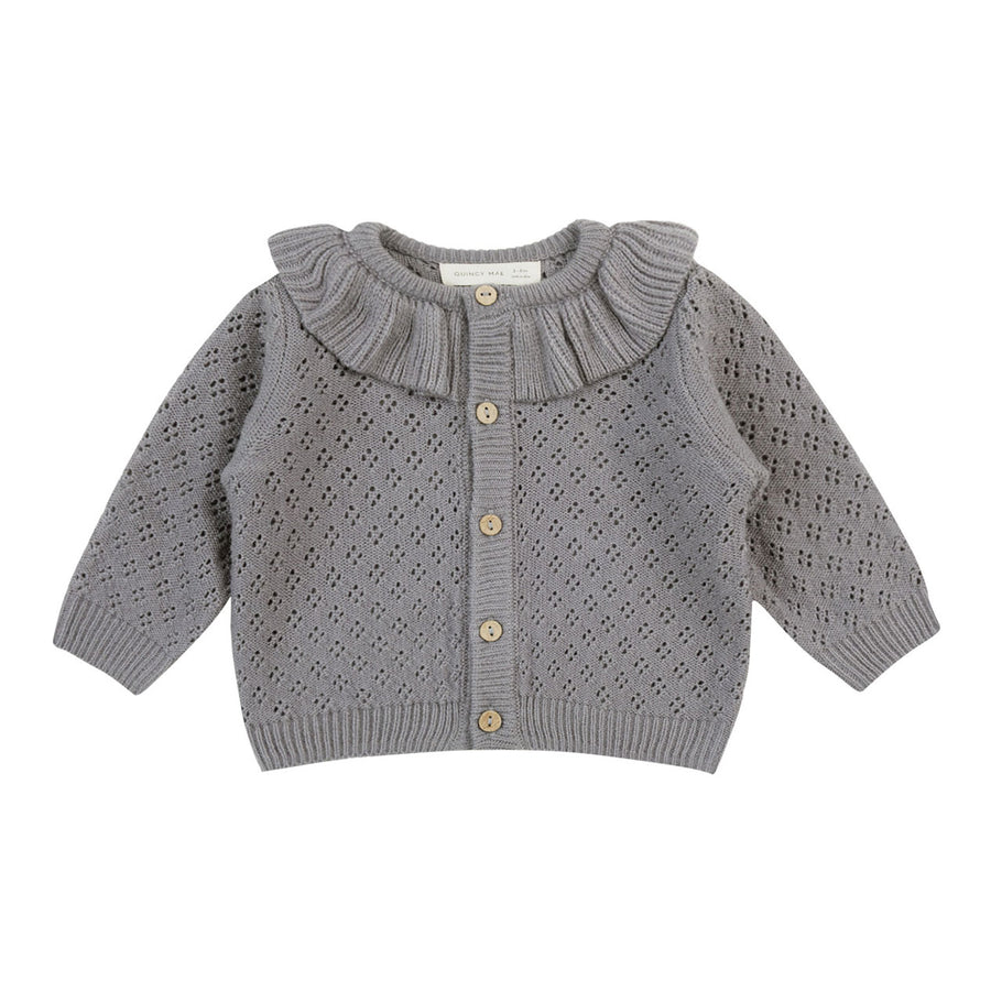 Quincy Mae Lagoon Ruffle Collar Cardigan