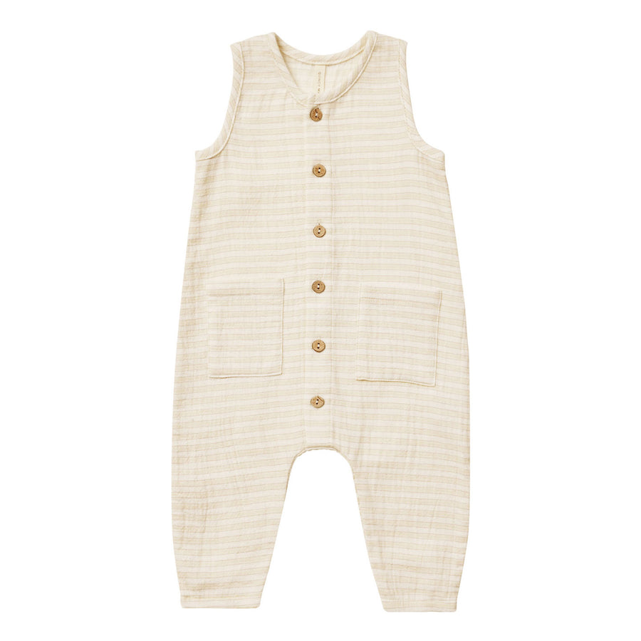 Quincy Mae Lemon Stripe Sleeveless Pocketed Jumpsuit