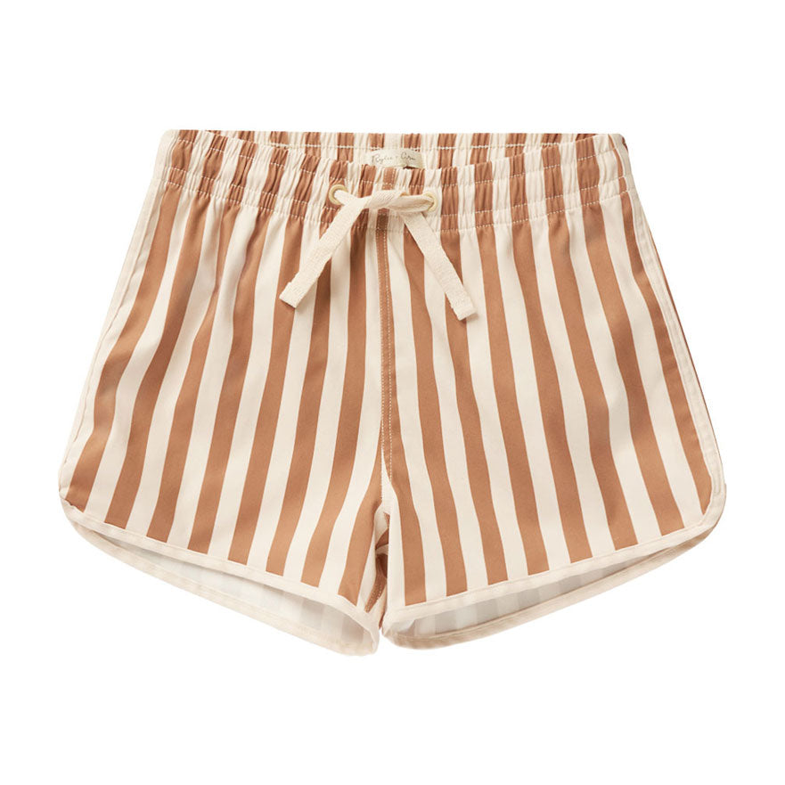 Rylee and Cru Clay-Stripe Swim Trunk - Clay Stripe