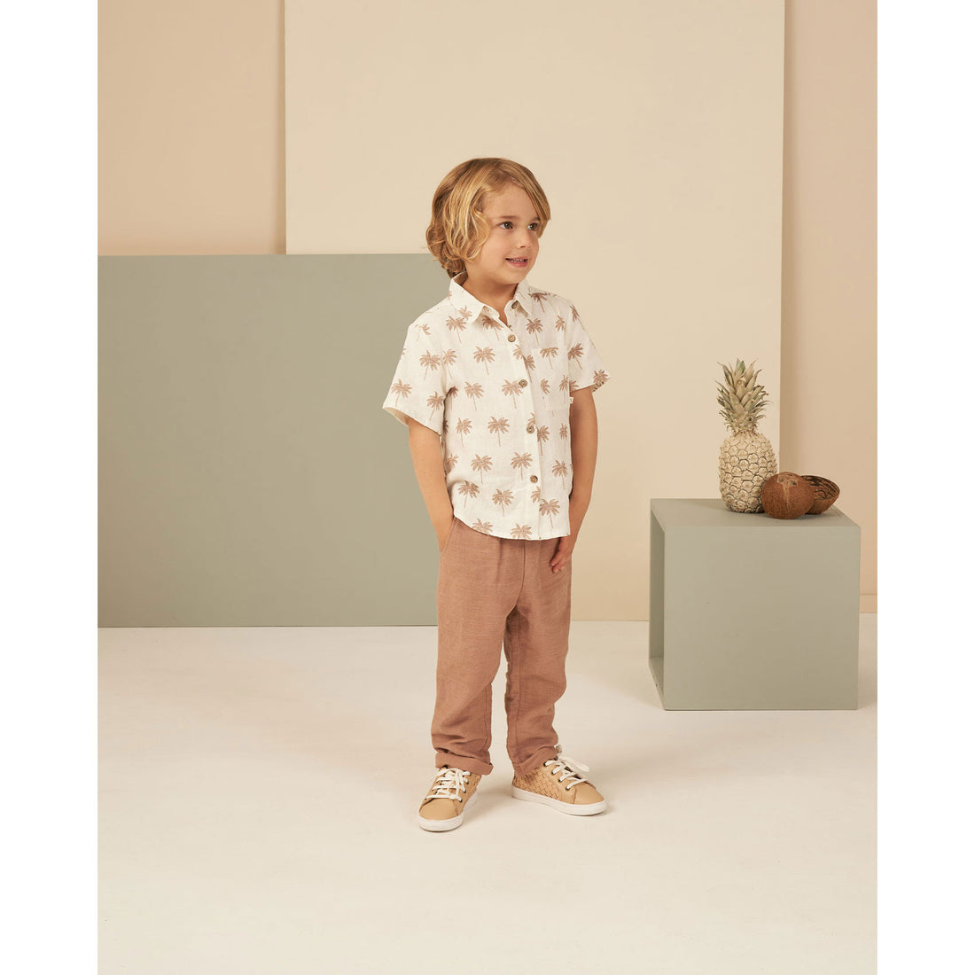 Rylee and Cru Paradise Collared Short Sleeve Shirt - Paradise