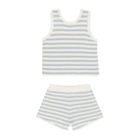 Rylee and Cru Blue Stripe Crochet Tank Set