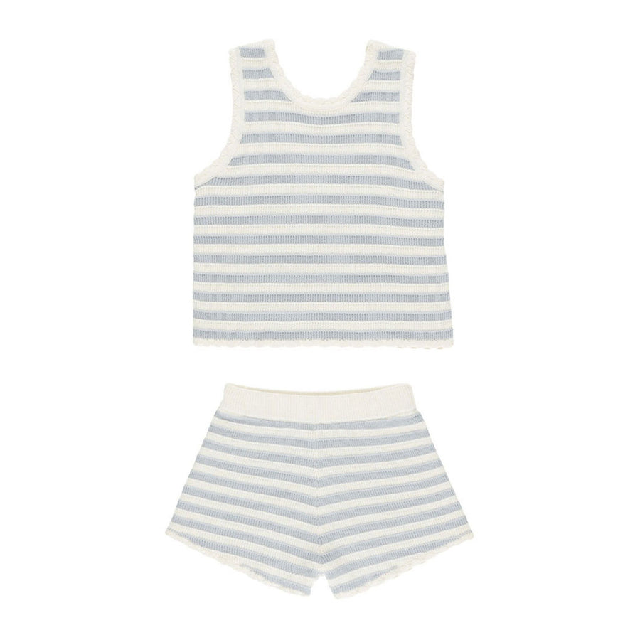 Rylee and Cru Blue Stripe Crochet Tank Set