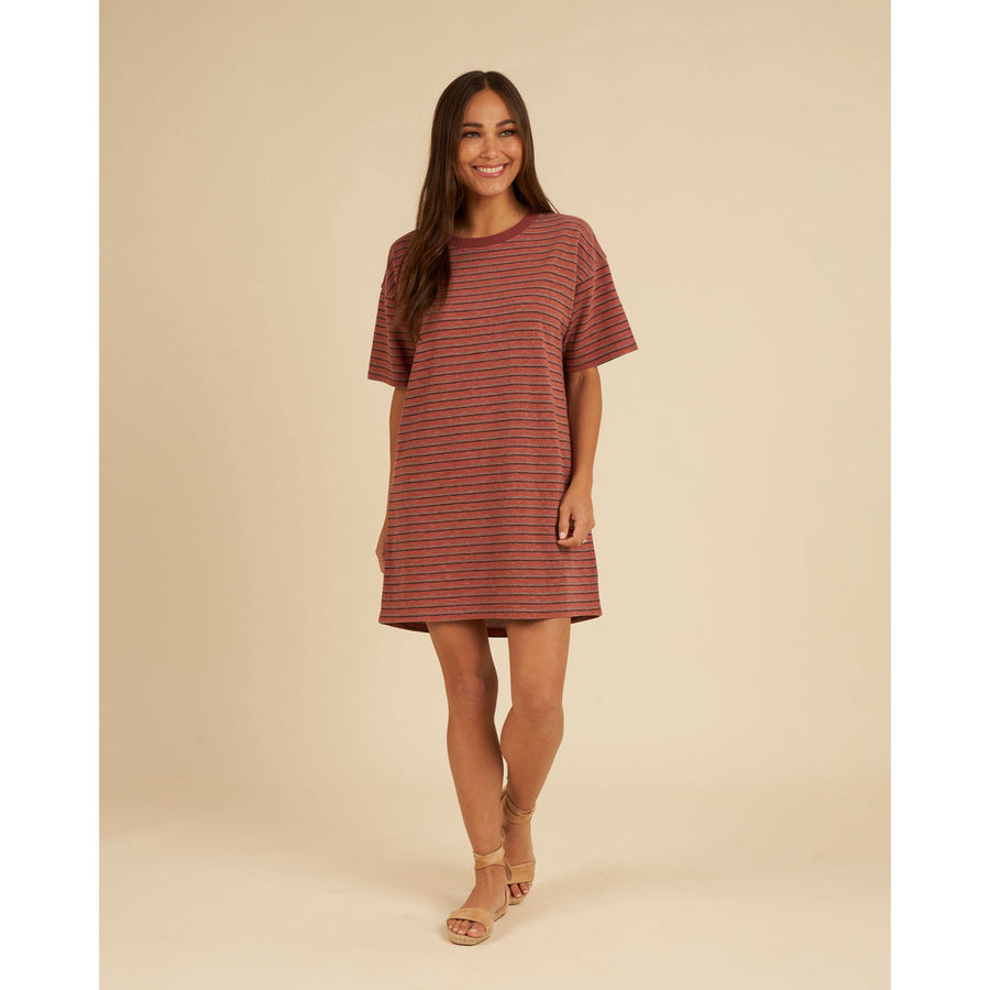 Rylee and Cru Red Multi-Stripe Womens T-Shirt Dress