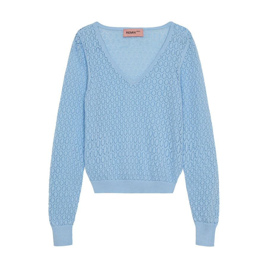 Designers Remix Light Blue Taliana Cropped Sweater