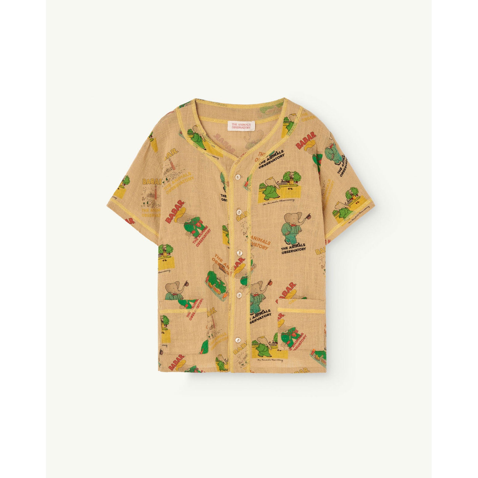 The Animals Observatory logo-embroidered geometric-print shirt - Neutrals